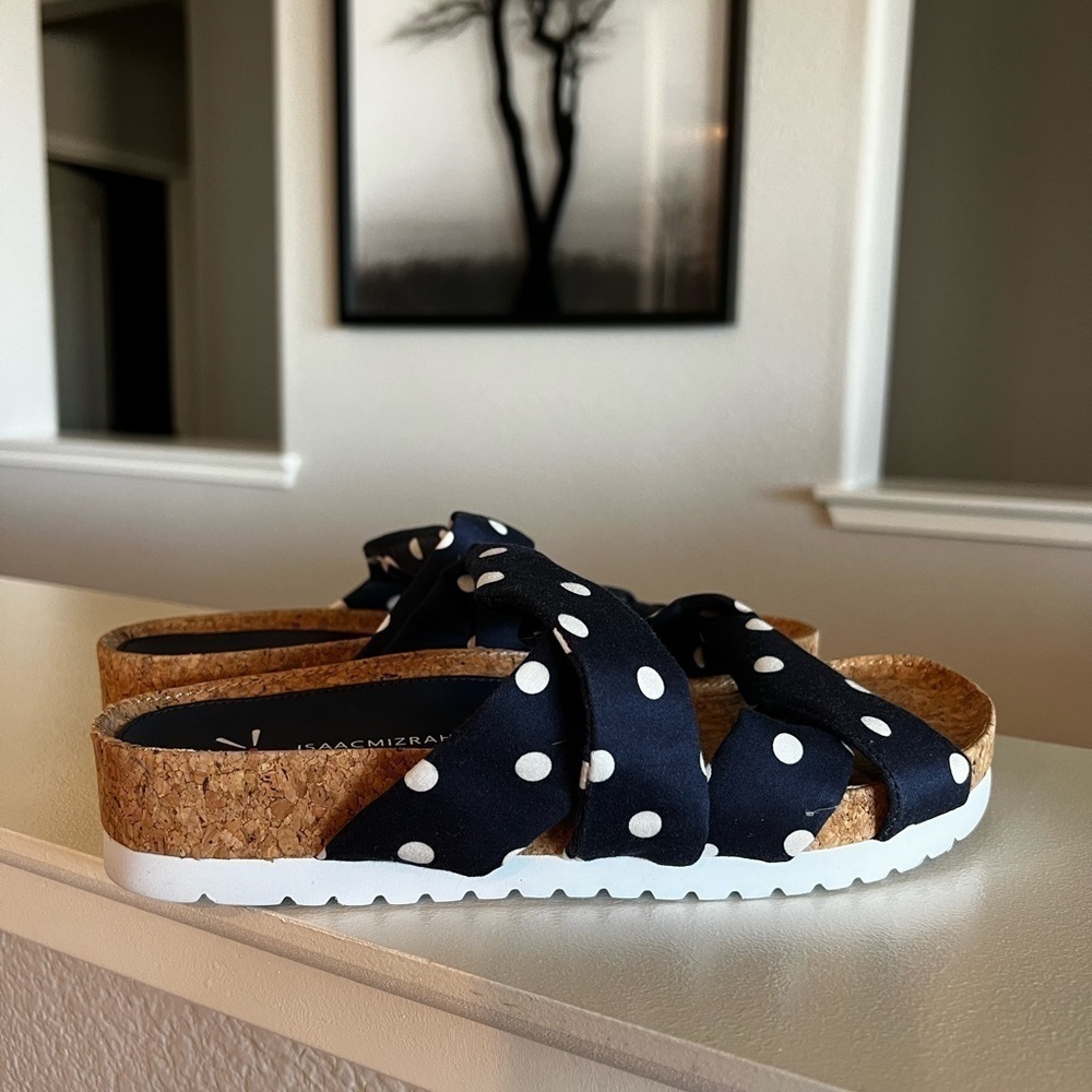 Isaac Mizrahi Navy Polka Dot Sandals